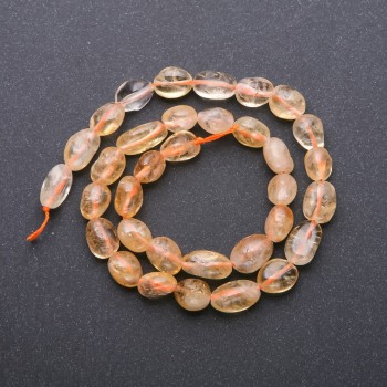 Citrine beads on thread 'tumbled', diameter 8x12 mm, length 38 cm