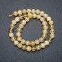 Beads on a thread - natural stone, Hairy rutile quartz beads, smooth round, 8 mm diameter, 39 cm length