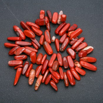Red Jasper Chip Bead Thread, Needle-Shaped, 20x8 mm, 39 cm long