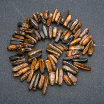 Tiger's Eye natural stone bead strand 'Needle', diameter 18x6mm, length 40cm +