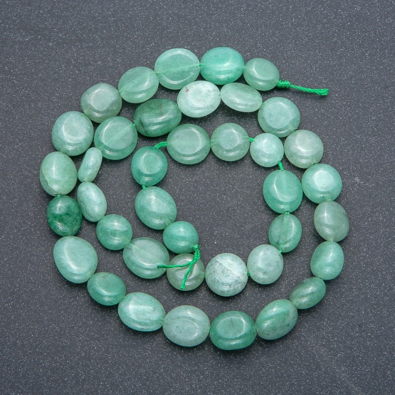 Nephrite Jade Beads on Thread, Round Cabochon, Diameter 10x9mm, Length 39cm +