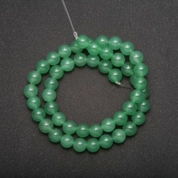 Natural Jade Beads on Thread, Smooth Round Bead, Diameter 8 mm (+/-), Length 38 cm