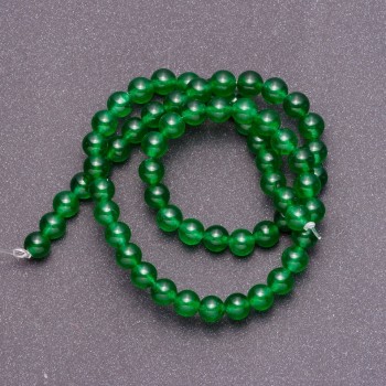 Natural chrysoprase beads on thread, smooth round beads, 6 mm diameter, 38 cm length