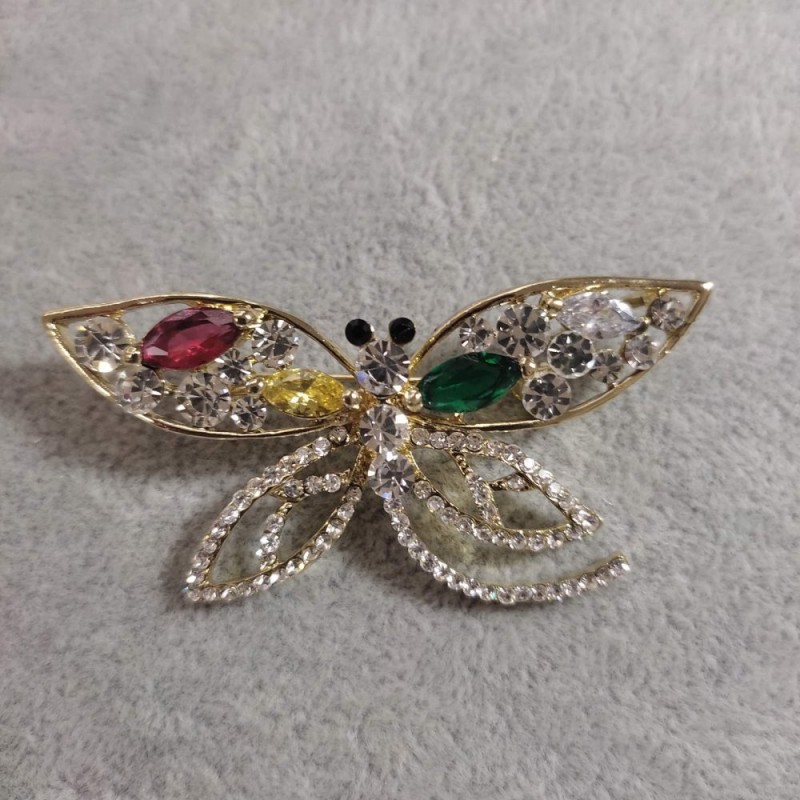Brooch 'Butterfly' 60x30 mm, golden metal color
