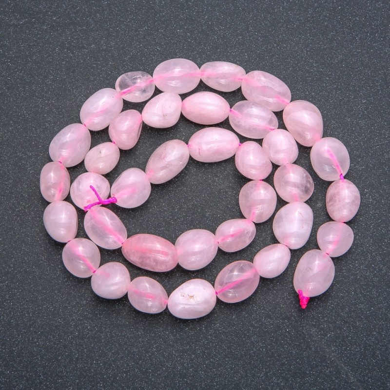 Rose quartz natural stone beads on a thread, round faceted, diameter 9×12 mm, length 40 cm +