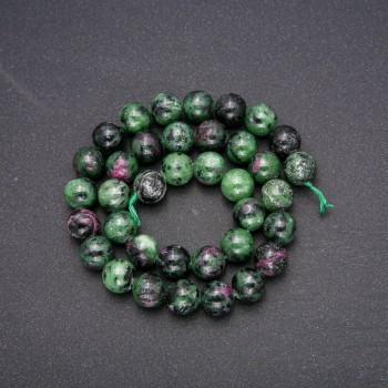 Zoisite natural stone beads, smooth round balls, 10 mm diameter, 38 cm length
