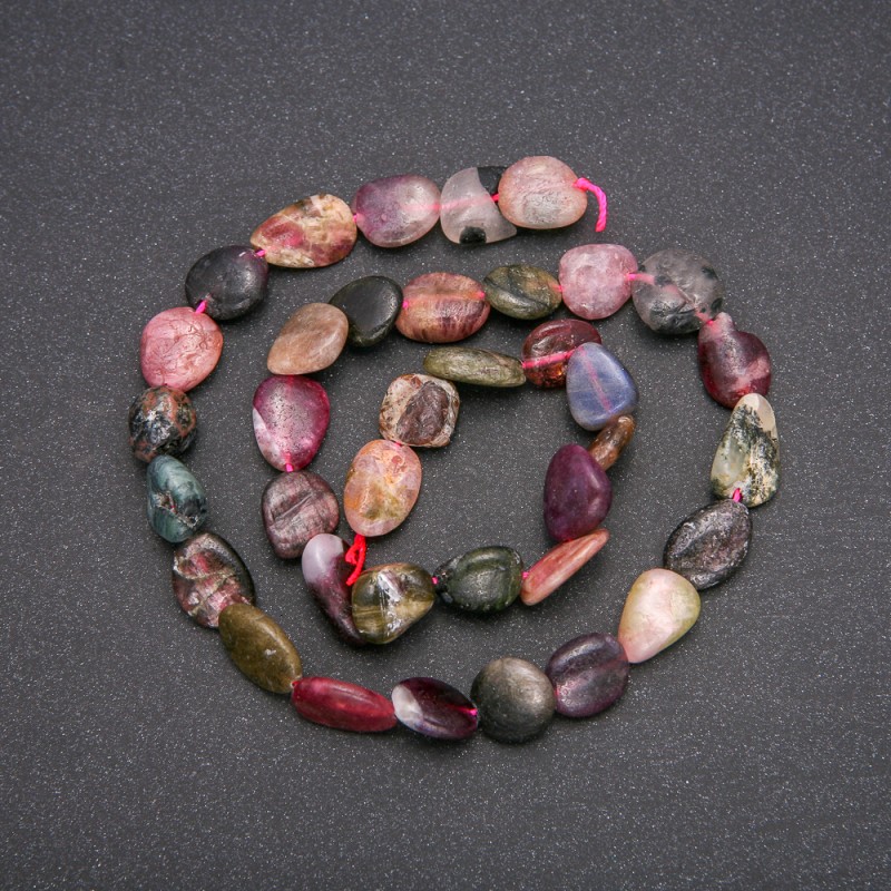 Faceted natural tourmaline beads, 10×13 mm, 38 cm length