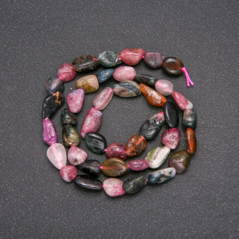 Faceted Tourmaline Beads, natural gemstone, 7x10 mm diameter, 38 cm length