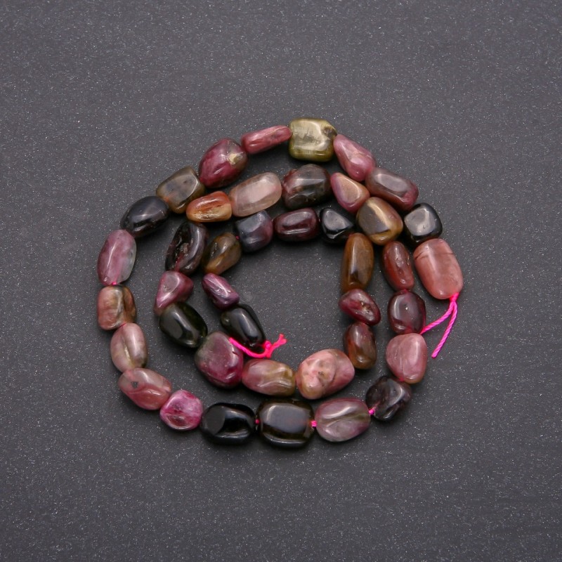 Faceted natural tourmaline beads, diameter 7×9 mm (±), thread length 38 cm (±)