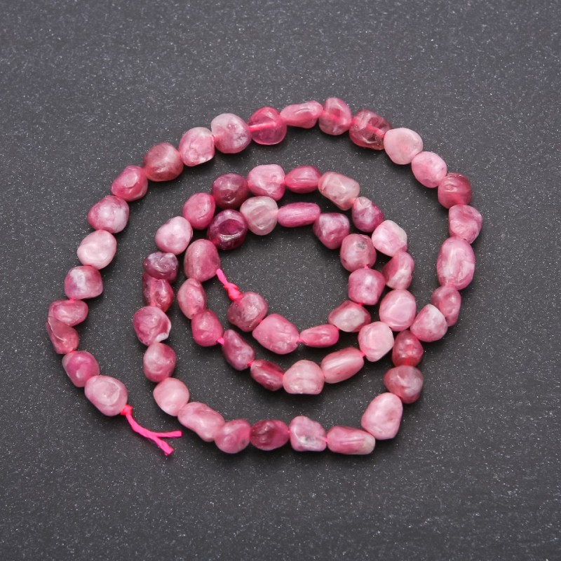 Faceted Tourmaline Beads on a Thread, Natural Gemstone, 6 mm diameter (+/-), length 38 cm