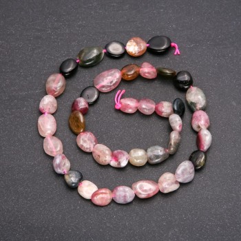 Tourmaline beads, tumbled, diameter 8x10 mm (±), length 38 cm