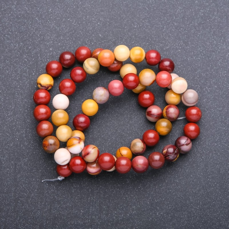 Beads of natural stone Mookaite Jasper, smooth round beads, diameter about 6 mm, strand length about 38 cm