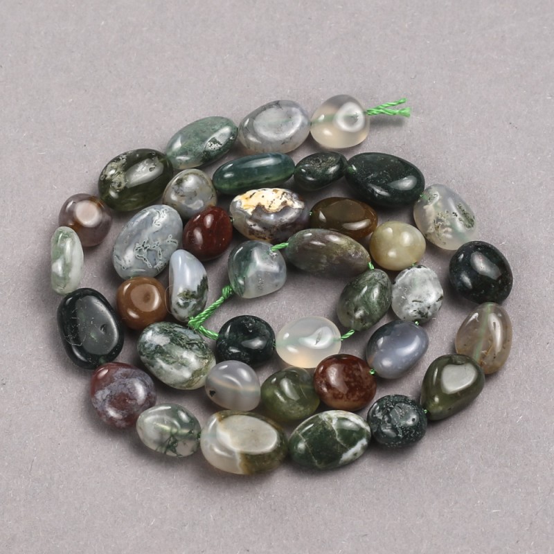 Beads on a thread of natural jasper, multicolor, faceted, 8x10 mm diameter, 40 cm long