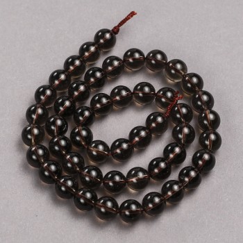 Smoky Quartz Beads (Synthetic) Smooth Round Beads, 8mm Diameter, 38cm Length