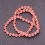 Pink Chalcedony Beads on Thread, Smooth Round Beads, 4 mm Diameter, 38 cm Length