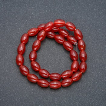 Carnelian barrel beads on thread, diameter 8×12 mm, length 38 cm