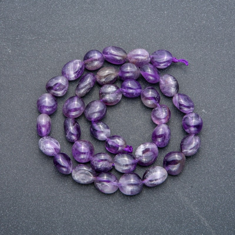 Amethyst beads on a string, round faceted, 8×10 mm, length 40 cm +