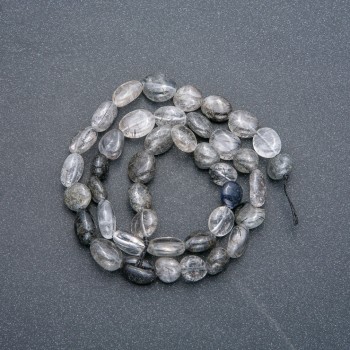 Beads on a thread of natural stone Hairy rutile quartz faceted, 8x9 mm, length 41 cm +