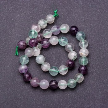 Natural fluorite gemstone beads on thread, 8mm diameter, 37cm length