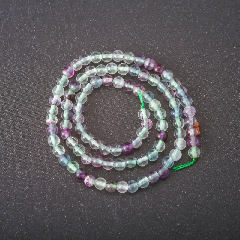 Natural fluorite gemstone beads, smooth ball, 5 mm diameter (+/-), strand length 38 cm