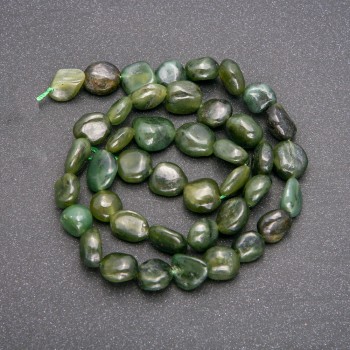 Natural Jadeite Pebble Beads on Thread, 9×12 mm, length 40 cm +