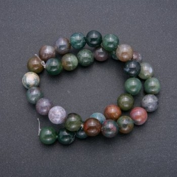 Colored Jasper Beads, Natural Stone, Smooth Round Beads, 12 mm Diameter, 39 cm Length on Thread