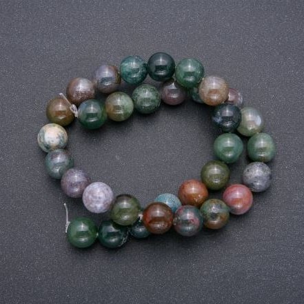 Colored Jasper Beads, Natural Stone, Smooth Round Beads, 12 mm Diameter, 39 cm Length on Thread