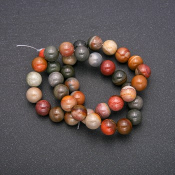Jasper beads, smooth round balls on thread, 10 mm diameter, 38 cm length (+/-)