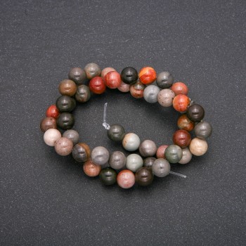 Jasper Beads, Smooth Round Ball on Thread, 8 mm Diameter, 38 cm Length (±)