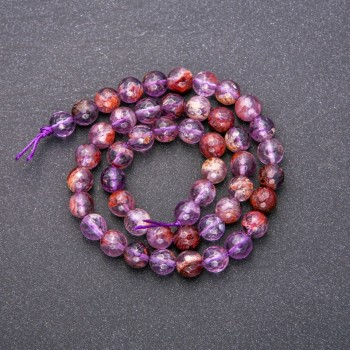 Faceted ametrine natural stone beads, round beads, 8 mm diameter, 38 cm length