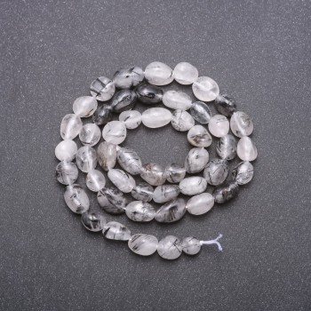 Beads of natural stone Rutile Quartz "Hairy" on a thread, faceted, diameter 7 (+/-) mm, length 40 cm