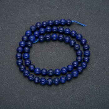 Lapis Lazuli Beads on Thread, Smooth Round Beads, Diameter 7 mm ±, Length 38 cm ±