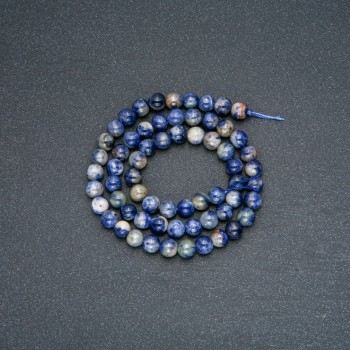 Sodalite Beads on Thread - Natural Stone, Smooth Round Beads, 6mm Diameter, 38cm Length +