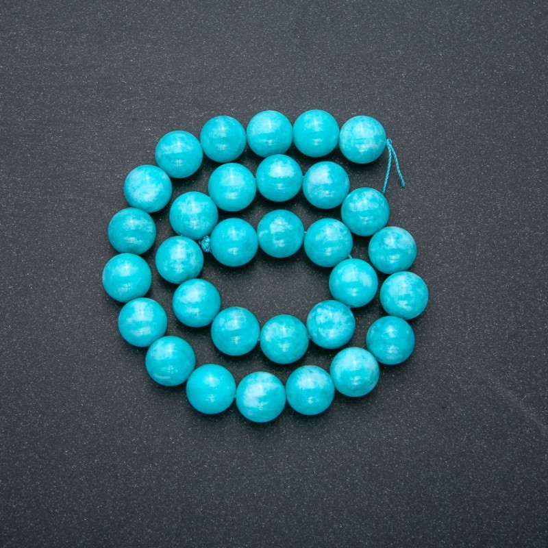 Natural Aquamarine Beads Strand, Smooth Round Beads, 12mm Diameter, 38cm Length +