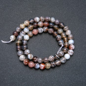 Botswana Agate Beads on a Thread, Smooth Ball, 6 mm Diameter, 39 cm Length