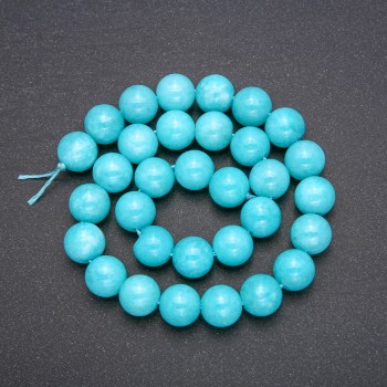 Aquamarine Beads, Smooth Ball Strand, 12mm Diameter, 38cm Length (+/-)