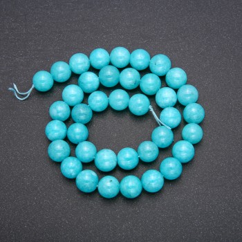 Aquamarine Beads - Smooth Round Bead on Thread, 10mm Diameter, 38 cm Length (+/-)