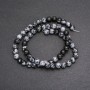 Beads on beading thread Snow Obsidian 'Apache Tears' smooth spheres, 6 mm diameter, 38 cm length