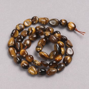Beads on a Thread, Natural Tiger's Eye, Faceted, 6×8 mm, Length 39 cm