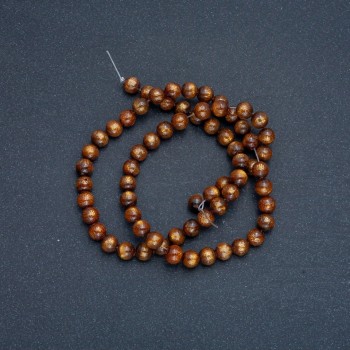 Tiger's Eye Beads (Imitation) Round Beads, 6 mm Diameter, 41 cm Length on Beading Thread