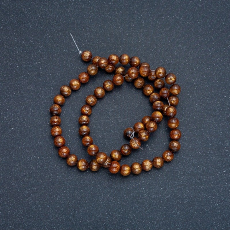 Tiger's Eye Beads (Imitation) Round Beads, 6 mm Diameter, 41 cm Length on Beading Thread