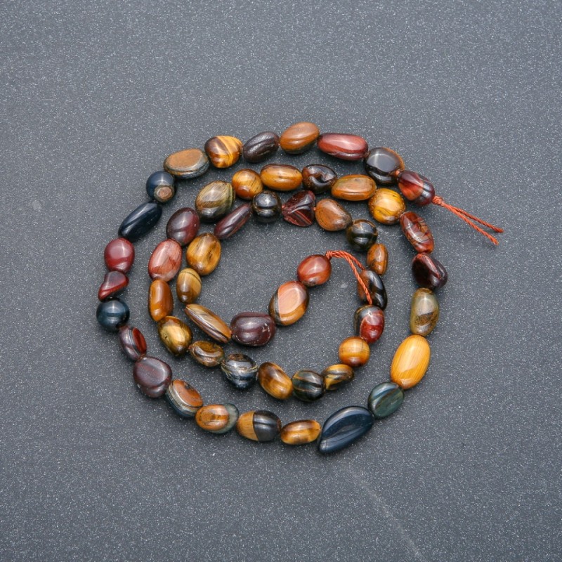 Beads on a string of natural stones Tiger's Eye, Hawk's Eye, Bull's Eye faceted, diameter 8×6 mm, length 40 cm +