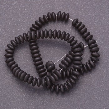 Shungite beads on thread (man-made) smooth rondelle, diameter 6x3 mm, length 41 cm +/-