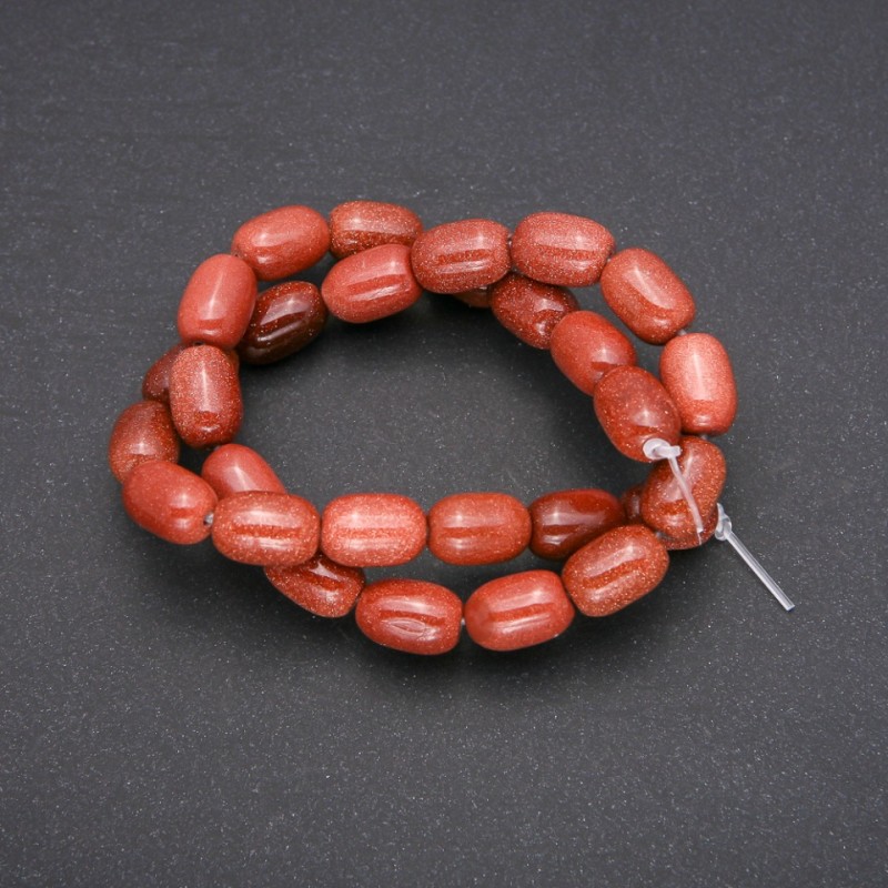 Beads of natural stone Aventurine 'Golden Sand', barrel bead, diameter 10×14 (±) mm, length 38 cm