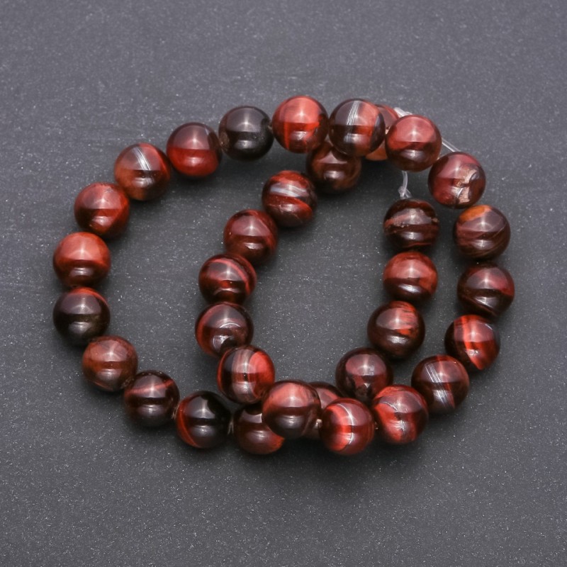 Natural Stone Beads Bull's Eye, Smooth Round Beads, 12 mm Diameter, 38 cm Strand