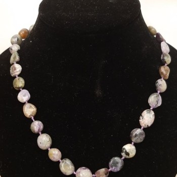 Charoite Necklace, natural stone, faceted beads, diameter 10×12 mm ±, length 50 cm