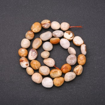 Petrified Coral Faceted Beads on Thread, 9×13 mm diameter, 38 cm length
