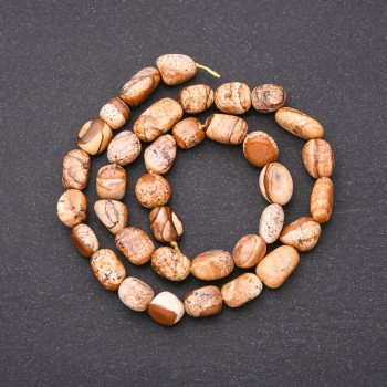 Beads on a strand of natural stone, Picture Jasper, faceted, 7x10 mm, length 38 cm