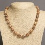 Necklace of natural stone Landscape Jasper 'Barrel', diameter 10x14-15mm, length 48cm+