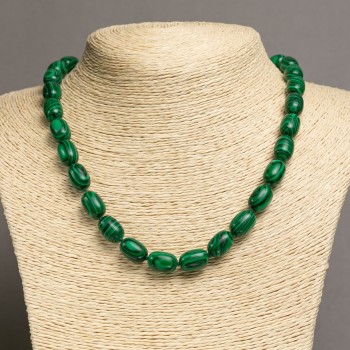 Malachite Necklace (pressed) "Barrel" dia. 10x14, L 46-49 cm+